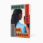 Addie E. Citchens, Die Abkehr, Roman. Zwei Personen in blauer und roter Kleidung, Rückenansicht, kreativ illustriert.