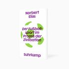 Buchtitel: "Der Fußballsport im Prozeß der Zivilisation". Autor: Norbert Elias. Verlag: Suhrkamp. Design: Grünes Logo.