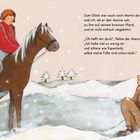 Zum Glück war auch noch Martin da. Illustration von einem Mann auf einem Pferd und ein frierender Mann im Schnee.