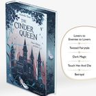 Buchtitel: "The Cinder Queen". Autor: Michelle Thate. Themen: "Lovers to Enemies", "Twisted Fairytale". Cover: Märchenschloss.