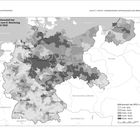 SPD-Wähleranteil am 31. Juli 1932; Karte Deutschlands mit verschiedenen Schattierungen zur Darstellung der Anteile.