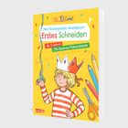 „Flecki braucht einen neuen Haarschnitt. Magst du seine wilde Mähne einschneiden?“ Illustration eines Pferdes.