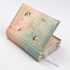 „A Vow of Light and War“, Ayla Dade. Buch mit vergoldeten Verzierungen und Illustrationen von Blumen und Blättern.