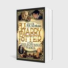 Text: "J.K. Rowling: Harry Potter und die Heiligtümer des Todes." Illustration zeigt zwei Figuren, Schlange und zwei Porträts unten.