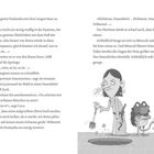 Text: Fieslandia schnüffelt, denkt an Hasenkot. Miraculi hilft. Illustration: Hexe mit langer Nase, hält Bürste, daneben Tiere.