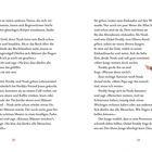 Seitenzahlen 38 und 39. Rechts Illustration: Mann und Junge. Text erzählt von Noah, Freddy und Alltagserlebnissen.