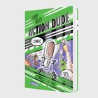 Oben steht "Andy Riley Action Dude Comic". Darunter laufen Figuren, es herrscht eine bunte, dynamische Szene.