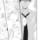 Zwei junge Männer in einer Manga-Szene, einer backt Kuchen. Dialoge über Kuchen und Verwunderung.