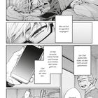 Eine Manga-Seite zeigt eine Person, die im Bett liegt, ein Handy hält und eine andere Person, die lächelnd spricht.