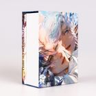 WORLD'S END BLUE BIRD, HAYABUSA. Illustration von zwei Personen mit lebendigen Augen und verspielten Farbtönen.