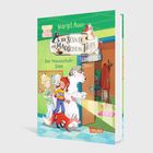 "Die Schule der magischen Tiere: Der Hausschuh-Dieb" von Margit Auer. Zwei Kinder und Tiere vor einer Tür mit Schild "Ermittelt".