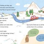 Es war Frühling, als Polly, Jojo und Amina Opa Joschi besuchten. Illustration mit Bergen, Bäumen, Straße und Tieren.