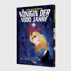 „LEIJI MATSUMOTO KÖNIGIN DER 1000 JAHRE“. Eine Manga-Illustration einer Frau mit Krone, Wasser tropft zu einem Ringmuster.
