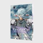 Mehrere Manga-Charaktere in Kampfszenen und Dialogen. Ein Reiter, Soldaten mit Texten über Kampf und Technik.