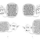 Zwei Figuren diskutieren einen Wettkampf: Eine Frau mit Zähnen und Hochsteckfrisur spricht über Nachtbestien und Werwolifanten. Ein Mann mit spitzen Ohren und einem vernarbten Auge erzählt von einem Bossmonster.