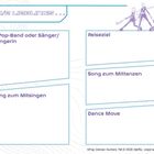 „meine Lieblings...“ mit Feldern: K-Pop-Band, Reiseziel, Song zum Mitsingen, Song zum Mittanzen, Dance Move. Figuren oben.