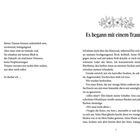 "Es begann mit einem Traum ...", gefolgt von einer floralen Illustration und einem Text über Träume und eine Erzählung.