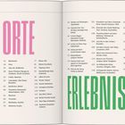 ORTE und ERLEBNISSE, groß gedruckt. Links Orte mit Seitenzahlen, rechts Erlebnisse mit Seitenzahlen.