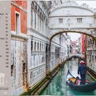 Inhalt: Themen wie Italien entdecken, Ausblicke und kulinarische Erlebnisse. Rechts eine Gondel in Venedig unter einer Brücke.