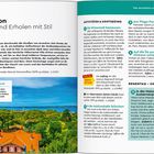 **Spot 18: Arcachon - Baden und Erholen mit Stil**  
Text beschreibt die Winterstadt Arcachon und Sehenswürdigkeiten.   
Foto von roten Villendächern im grünen Kiefernwald.