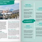 **KLIMA & WETTER**  
*DURCHS JAHR*  

**DIE JAHRESZEITEN**  

**FRÜHLING**  
Mild, Schnee in den Bergen, Wonnemonat Mai  

**SOMMER**  
Der Mistral sorgt für die ersehnte Abkühlung  

**HERBST**  
Spätsommer bis Oktober, wenig Regen  

**WINTER**  
Sonne, kalte Nächte, viel Schnee  

Das Bild zeigt ein Bergdorf im Schnee.