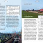 JÜTLANDLINIE und MARSCHBAHN überschriebene Doppelseite mit Textblöcken, Tabellen und Bahnstreckenfotos.