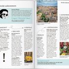 Texte: Direkt ankommen, Caterina Mesina, Ankunft, Was nun, Startklar, Aufatmen, Eintauchen, Überblick, Gut angekommen?

Illustration: Links Text mit Bild, rechts Bild einer Stadtansicht und eines Autos.