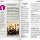 Seite mit Text über Essensmöglichkeiten in Salzburg, Überschriften wie "Von Kassuppn und Hoargneistndie", "Beschaulich mit Aussicht".