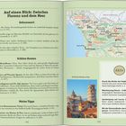"Auf einen Blick: Zwischen Florenz und dem Meer." Eine Doppelseite mit Text, Bild von Pisa, und einer Karte der Region.