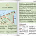 Text "Aktiv" und "FAHRRADTOUR AM KAP KOLKA". Links Karte mit Route. Rechts ausführliche Beschreibung der Tour. Nationalpark Slītere.