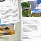 Links: "5, Strand ohne Ende", Brief von Max. Rechts: "6, Grüne Überraschung", Postkarte an Jörn Maier. Bilder von Strand und grüner Landschaft.