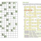 Schwedenrätsel links, Gitterrätsel rechts. Wort "BADEN" in Rot. Liste aufgeführter Wörter unten, geordnet nach Buchstaben.