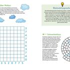 **Wolken über Wolken**

Eine Gitteraufgabe, Wolken einzeichnen.

**Rückwärtssprechen**

Geistige Übung, Sätze rückwärts sprechen.

**Schneckenhaus**

Wörter enden und beginnen mit gleichen Buchstaben. Liste von Begriffen. 

Illustrationen: Wolken und Schnecke.