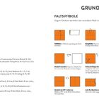 FALTSYMBOLE: Anleitungen für Origami-Falttechniken mit Diagrammen, z.B. Talfalte, Bergfalte, Modell drehen.