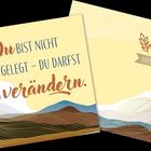 "Du bist nicht festgelegt – du darfst dich verändern." Beige Landschaft mit stilisierten Linien und IMPULS-Logo.