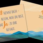 Text: "Gott kennt dich - mit allem, was du bist. Er hat Ja zu dir gesagt." 
Illustration: Wellenmuster, Anker-Logo mit "Impuls".