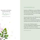 Eins: "Einsamkeit und Faulheit umschmeicheln die Fantasie." Gedicht "SOMMERFRISCHE", Pflanzenillustration links.