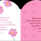 Zitate von Marcel Proust und François Rabelais, umgeben von rosafarbenen Blumen und Herzen.
