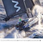 Text: "LawConnect". Großes Segelboot kämpft durch hohe Wellen. Unter dem Boot Kalender für Februar.