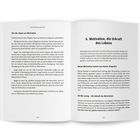 Doppelseite, links: "Menschlichkeit als Antwort..." Rechts: "5. Eine Welt voller Ängste..." Text über Werte und Ängste.
