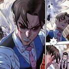 „!!“ - Eine intensive Illustration zeigt einen wütenden Mann mit blutunterlaufenen Augen. Splitter fliegen herum.