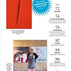 Kunstmarkt Spitzenlose des Jahres 2025 ab S. 32. Lucio Fontanas Werk in Rot, Künstlerin im Atelier vor Gemälden. Agenda-Themen.