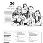 Titel: "26 Wie es uns ging" und Text über Leslie Mandoki und Nargess Eskandari-Grünberg. Illustration von fünf Personen.