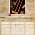 Rezept für Karamell-Zauberstäbe, Zutatenliste, detaillierte Backanleitung. Kalender für April darunter.