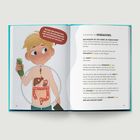 "Bäuerchen und Pupsen muss man, weil bei der Verdauung Gase entstehen und weil man beim Essen Luft schluckt." 

Illustration eines Jungen mit einer Gurke, Verdauungssystem sichtbar. Text zum Verdauungsprozess auf der rechten Seite.