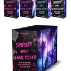 Sammelband von "Obsessed with a Serial Killer", bunte, kosmische Illustrationen auf schwarzem Hintergrund.