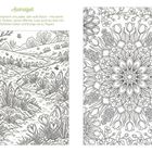 "Ausmalzeit: Der Frühling inspiriert uns jedes Jahr aufs Neue – mit seiner Frische, seinen Farben, seiner Wärme." Links Frühlingslandschaft, rechts florales Mandala.