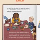 "Ich versteh dich noch immer nicht...", beginnt der obere Text. Unten: "Teryam hatte mit Freude gesprochen...". Zwei Kinder am Tisch.