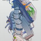 "INSIDE MŒBIUS BAND 1 TEIL 1, 2 & 3" steht oben. Ein surreales Wesen mit Tentakeln und menschlicher Figur in einer Kapsel.