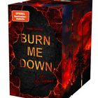 Aufdruck: "SPIEGEL Bestseller-Autorin", "Kristin Glimmer", "BURN ME DOWN", "Hello, little Nightmare!". Vulkanische Risse.